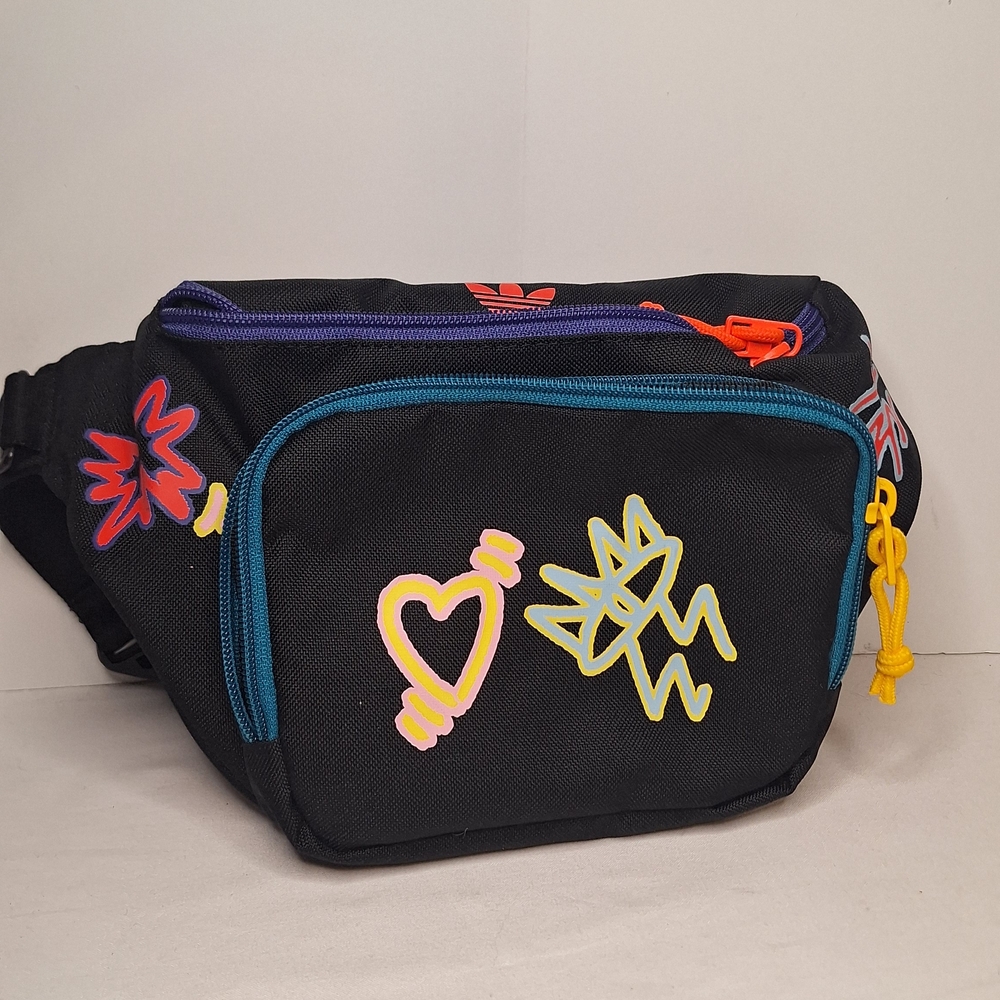 Adidas Black Fanny Pack with Colorful Accents